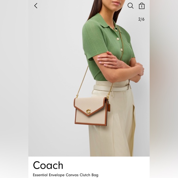 NWT Coach Essential Envelope Canvas Clutch Bag (Salt Canvas Burned Amber) - Picture 15 of 15